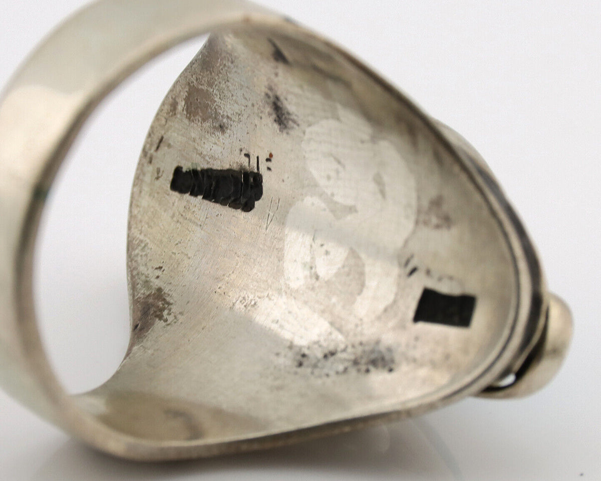 Navajo Ring .925 Silver Natural Blue Turquoise Native American Artist C.1980s