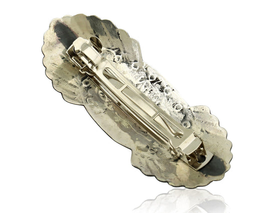 Navajo Hair Clip Barrette .925 Silver Hand Stamped Artist Signed C Montoya C80s