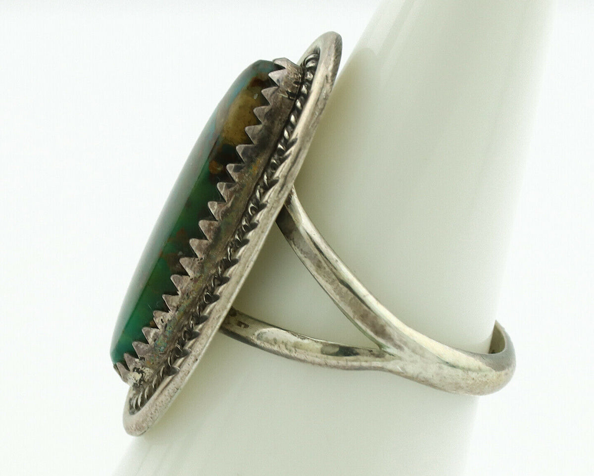 Navajo Ring .925 Silver Nevada Turquoise Signed M Begay C.1980's