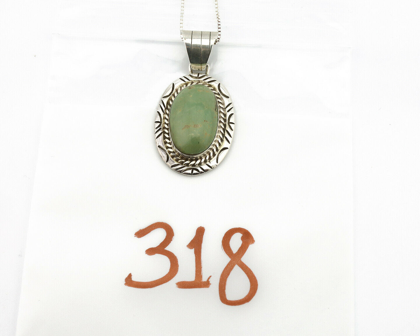 Navajo Pendant .925 Silver Manassas Turquoise Artist Signed JP C.80's