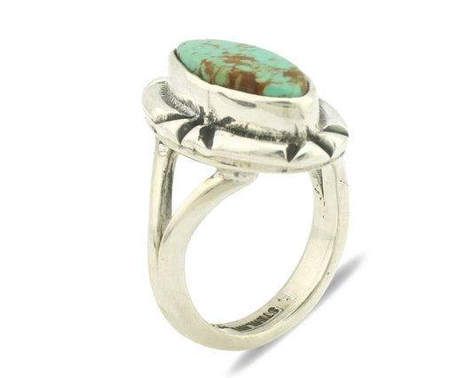 Navajo Ring .925 Silver Natural Mined Turquoise Artist Signed Gecko C.80's