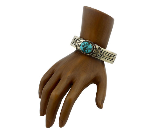 Navajo Bracelet .925 Silver Silver Sleeping Beauty Turquoise Artist Lee Bennett
