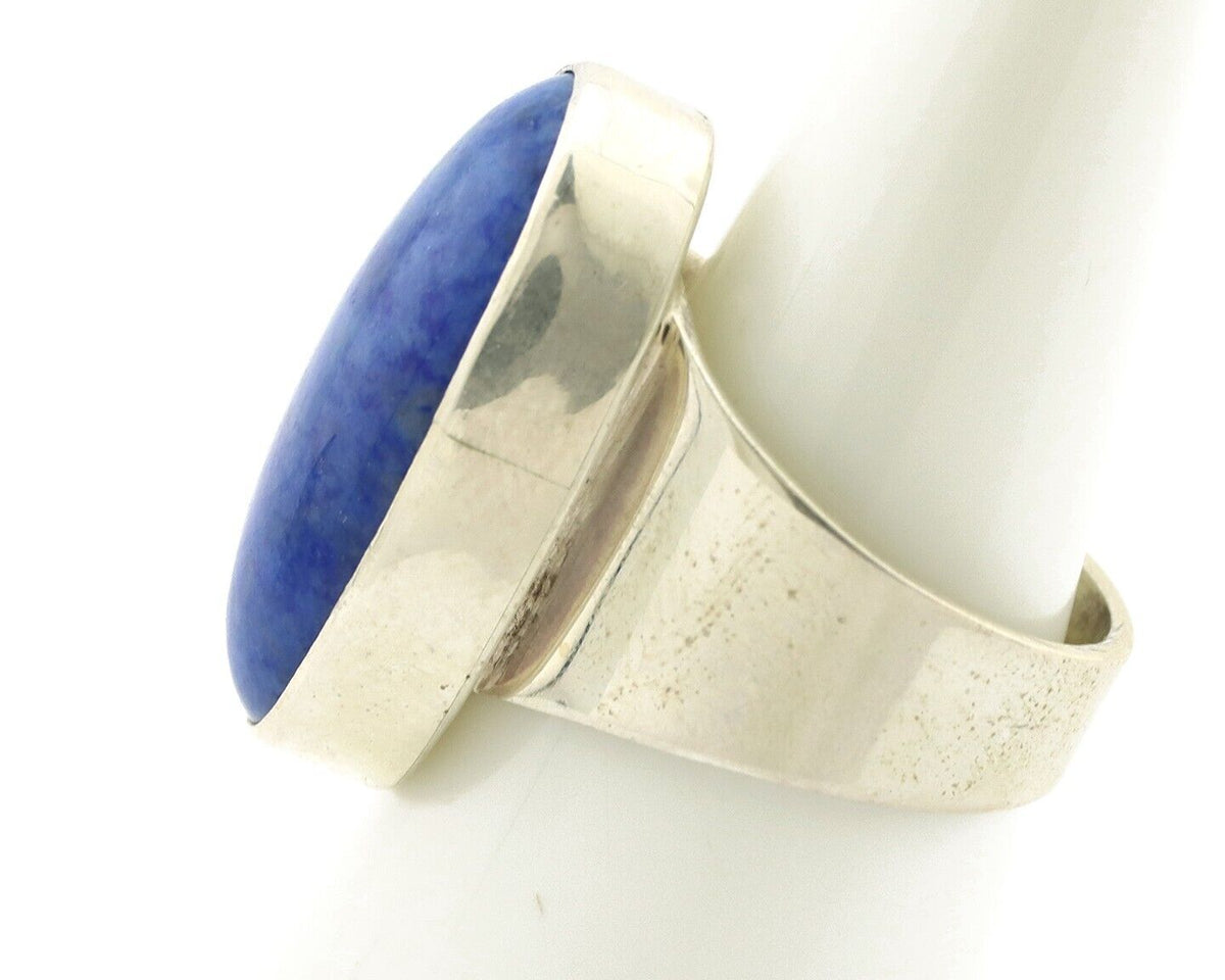 Navajo Ring 925 Silver Natural Lapis Artist Signed Wilbur Musket Jr C.80's
