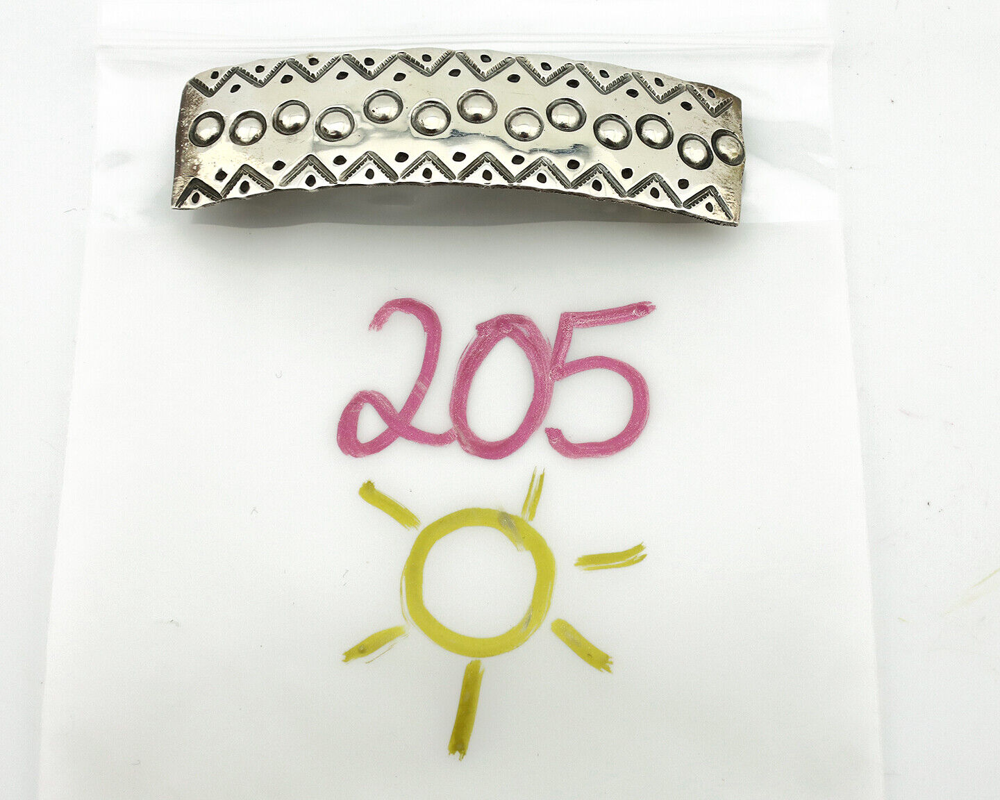 Women's Navajo Hair Clip Barrette .925 Silver Hand Stamped Native Artist C.80's