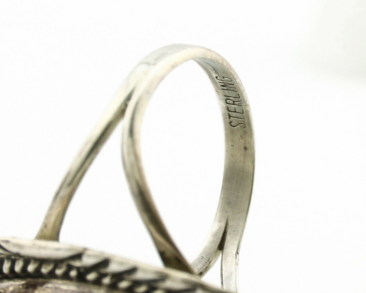 Navajo Ring .925 Silver Kingman Turquoise Native American Artist C.1980's
