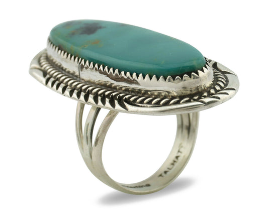 Navajo Ring .925 Silver Arizona Turquoise Signed Talhat C.80's
