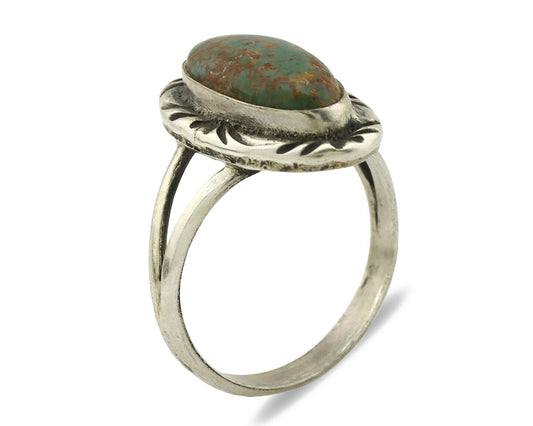 Navajo Ring .925 Silver Natural Mined Turquoise Artist Signed C.80's