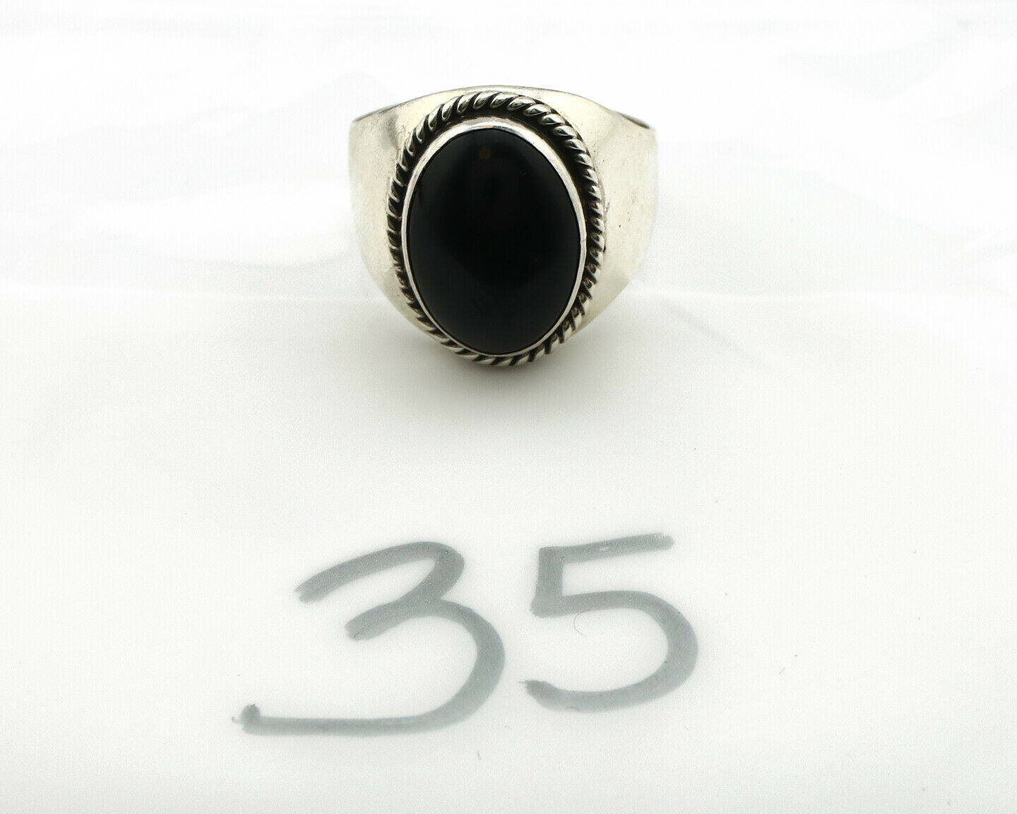 Navajo Ring .925 Silver Handmade Black Onyx Native American Artist C.80's