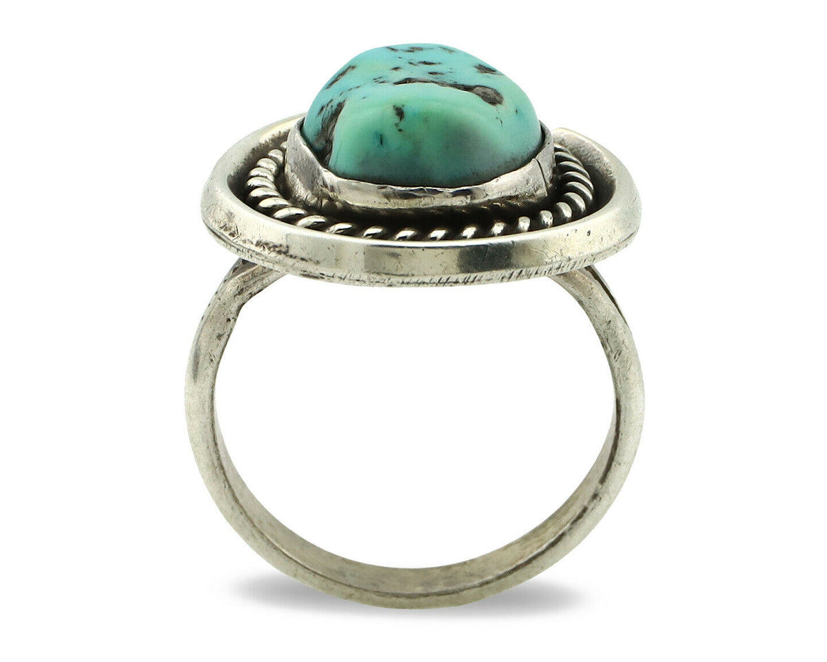 Navajo Ring .925 Silver Blue Turquoise Native American Artist C.80's