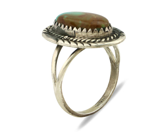Navajo Ring .925 Silver Kingman Turquoise Native American Artist C.1980's
