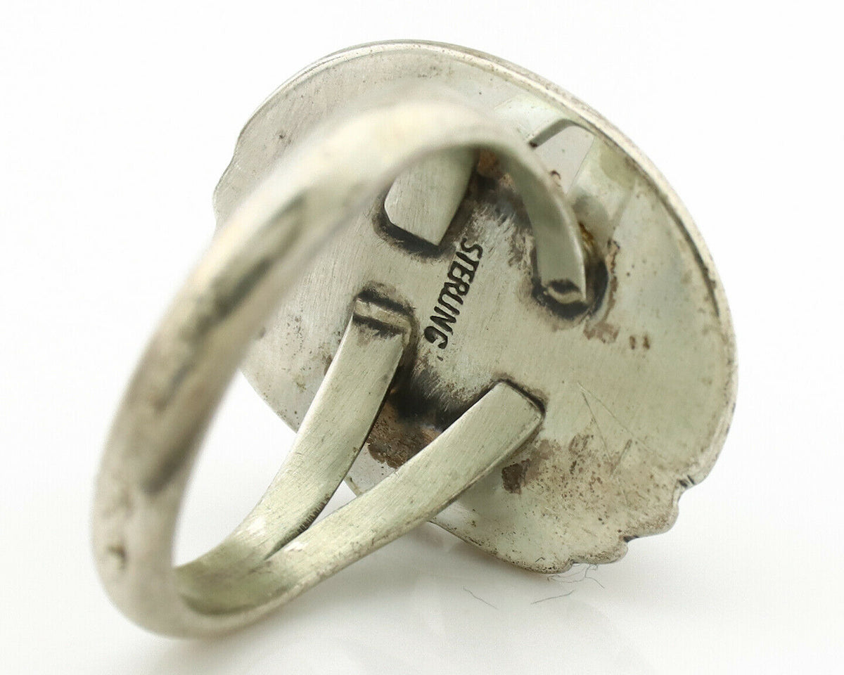Navajo Ring .925 Silver Kingman Turquoise Native American Artist C.1980's