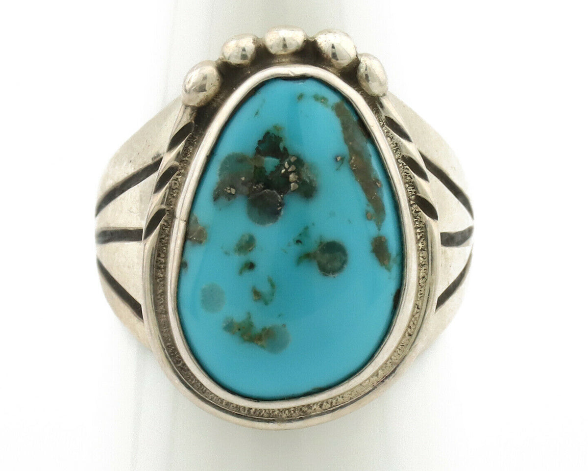 Navajo Ring .925 Silver Turquoise Mountain Native American Artist C.80's