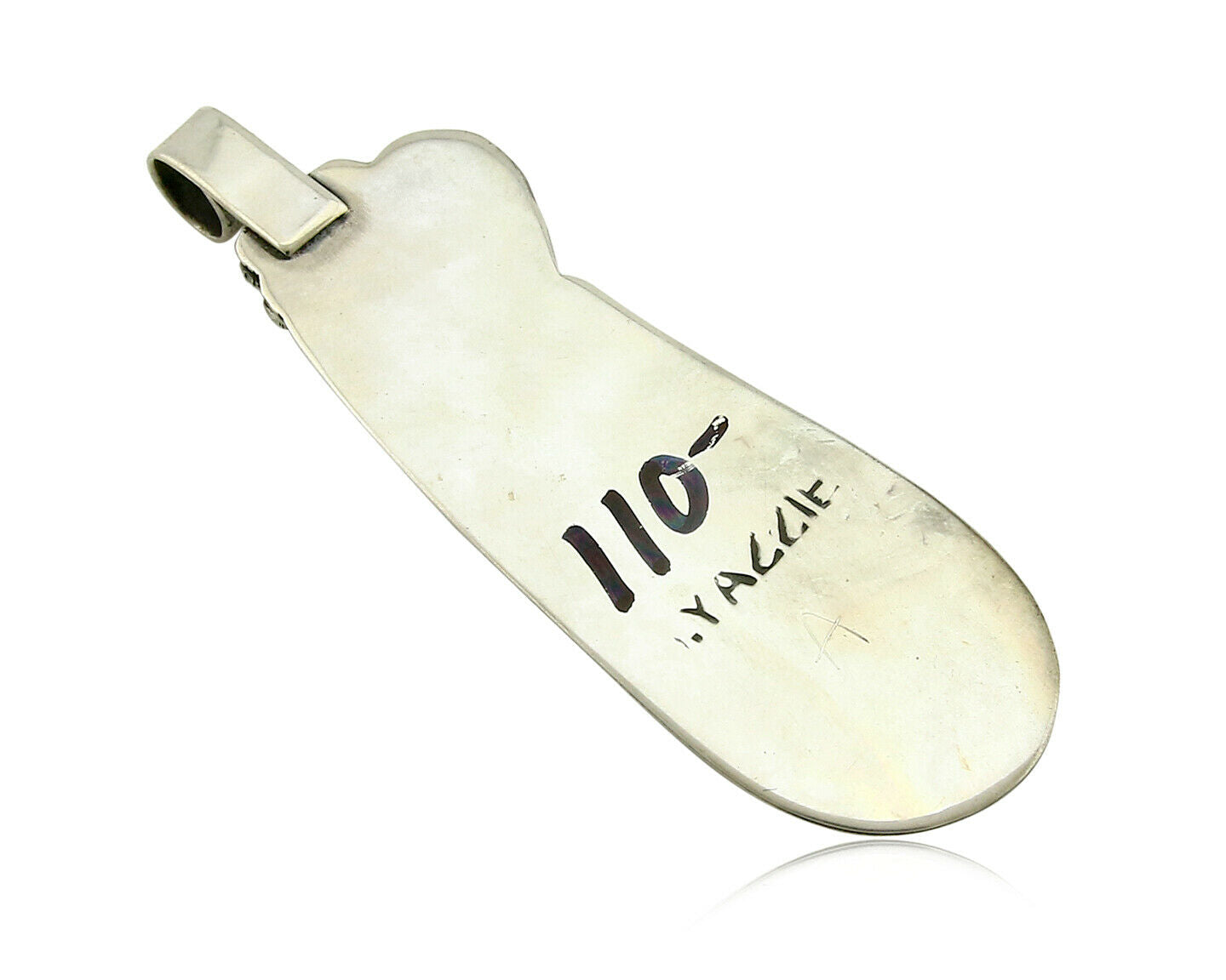 Navajo Pendant .925 Silver Real Natural Pink Mussel Signed Yazzie C.80's