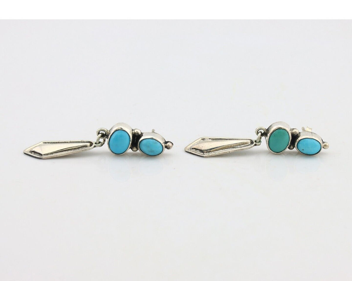 Navajo Earrings 925 Silver Natural Blue Turquoise Native American Earrings C80's
