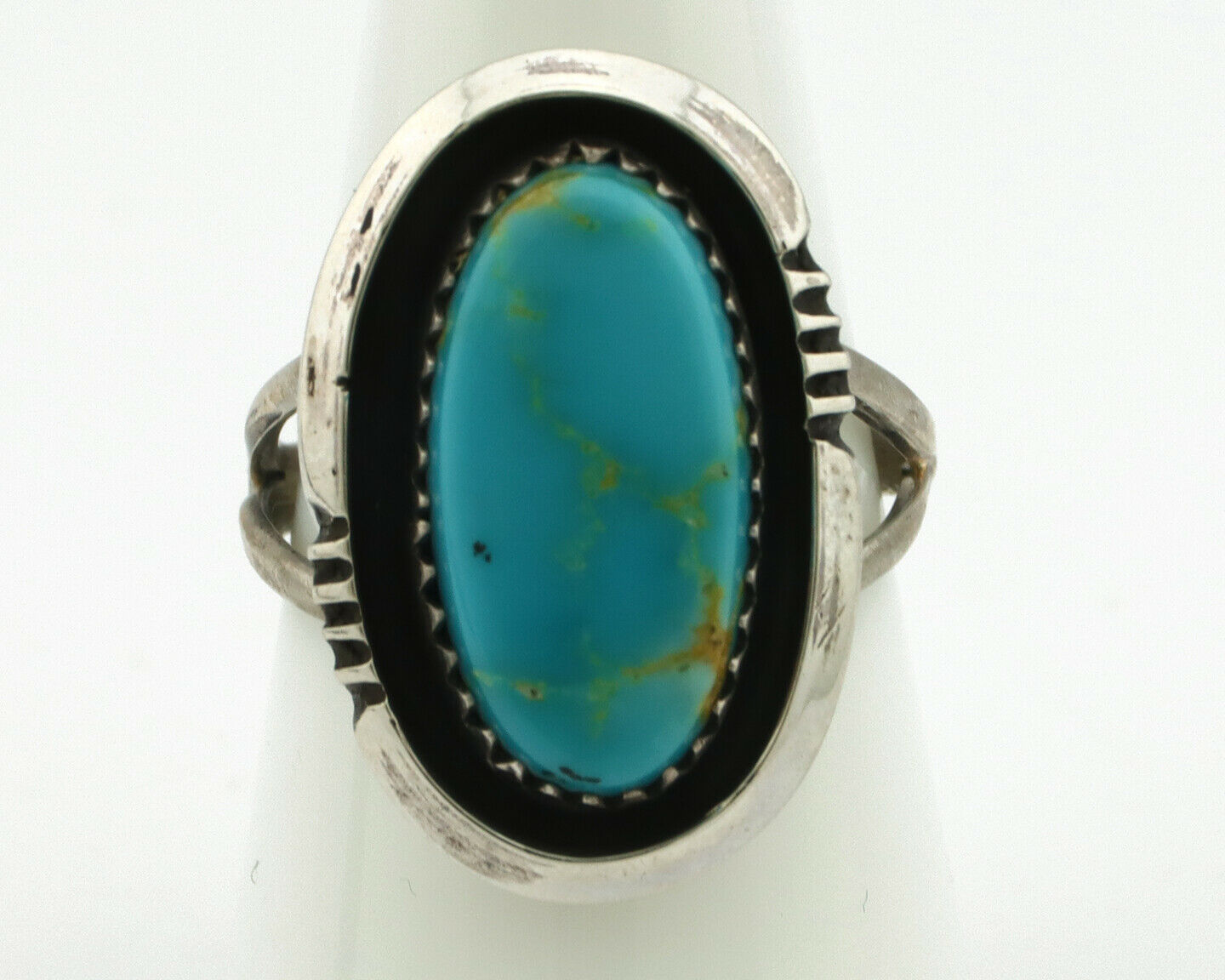 Navajo Ring .925 Silver Blue Turquoise Native American Artist Handmade C.80's