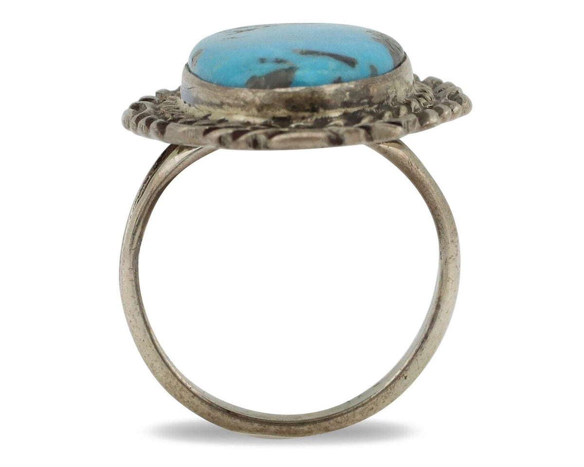 Navajo Ring 925 Silver Blue Turquoise Artist Signed Billy Eagle C.80s