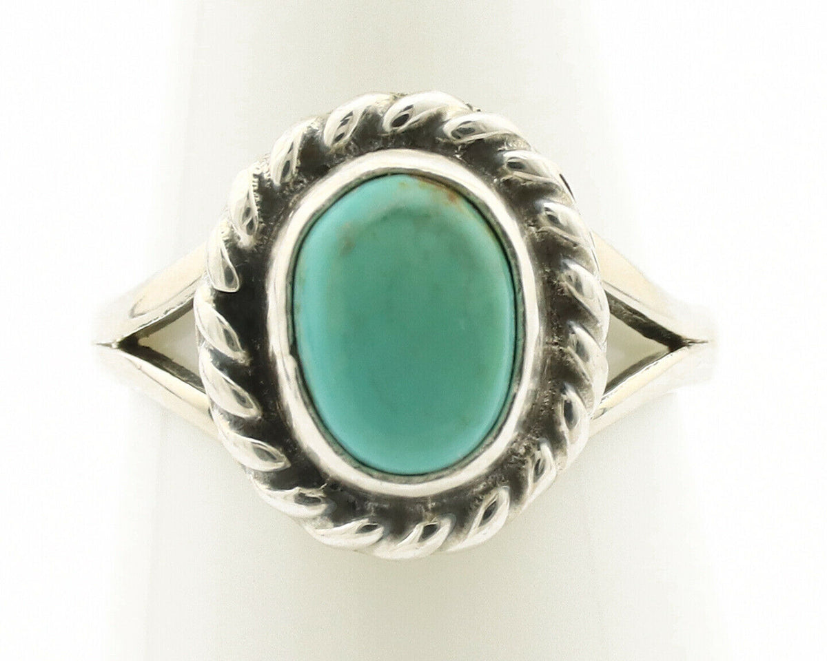 Navajo Ring .925 Silver Kingman Turquoise Artist Signed Gecko C.90's