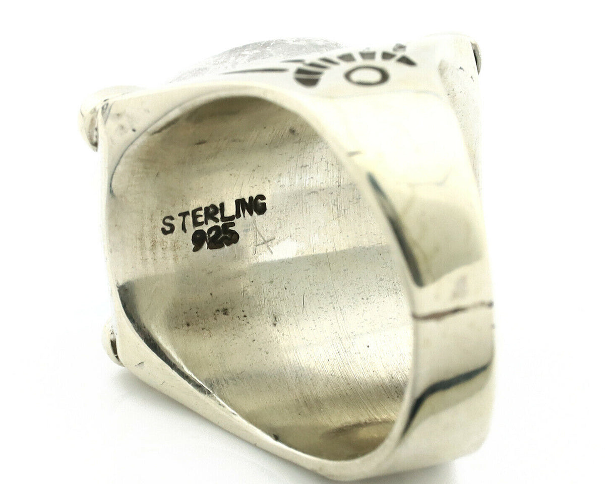Navajo Ring .925 Silver Morenci Turquoise Native Artist C.80's