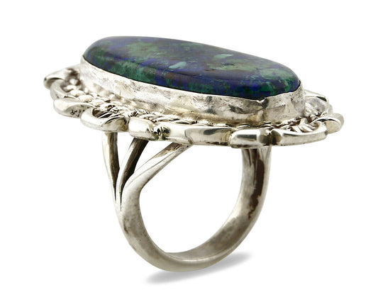 Navajo Azurite Ring .925 Silver Signed Artist Billie Eagle C.80's