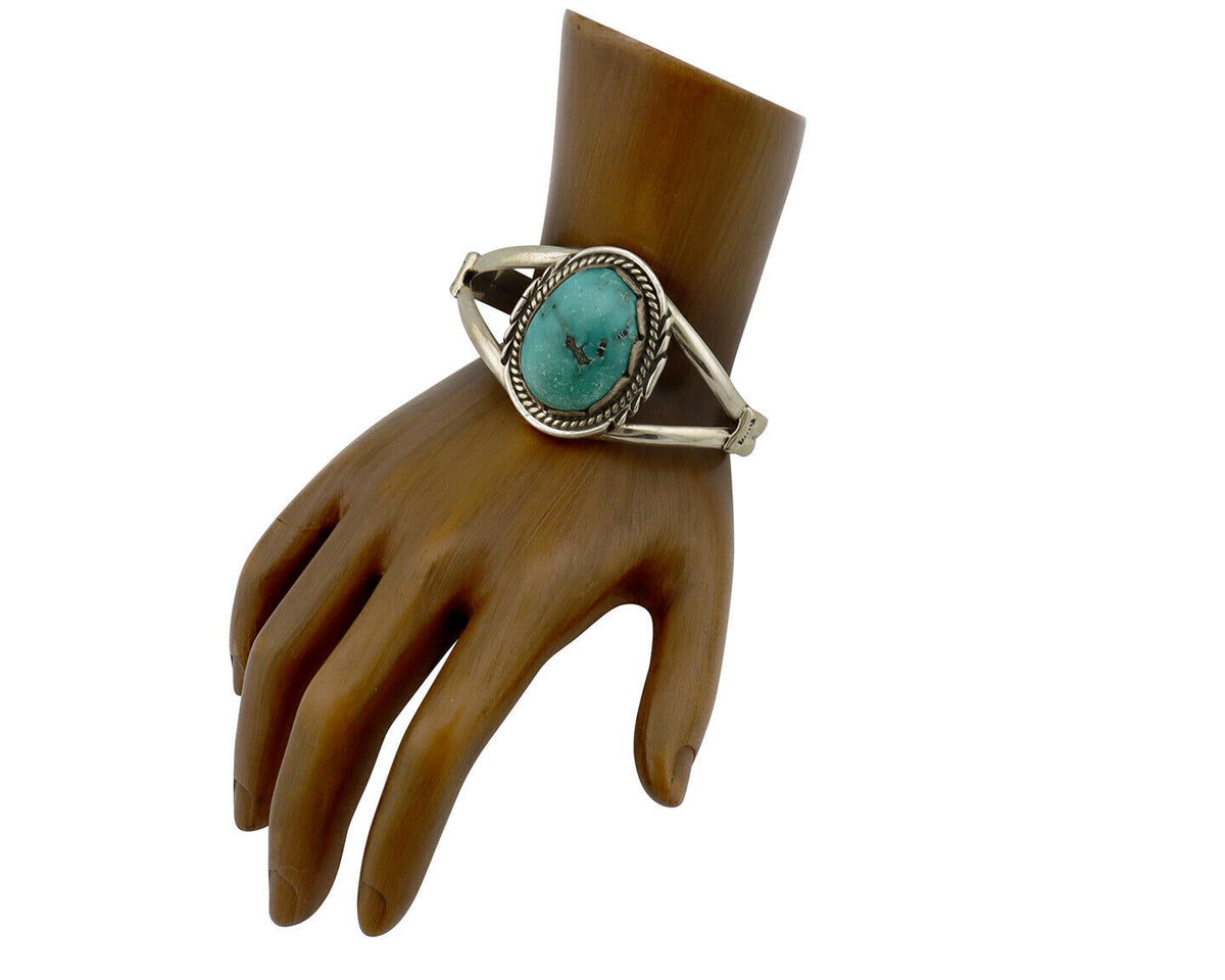 Navajo Bracelet .925 Silver Royston Turquoise Signed Apache Manufacturing C.80's