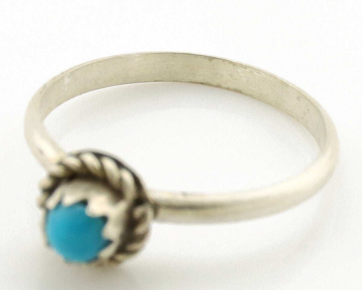 Navajo Ring .925 Silver Blue Turquoise Size 2.75 Native Artist C.1980s