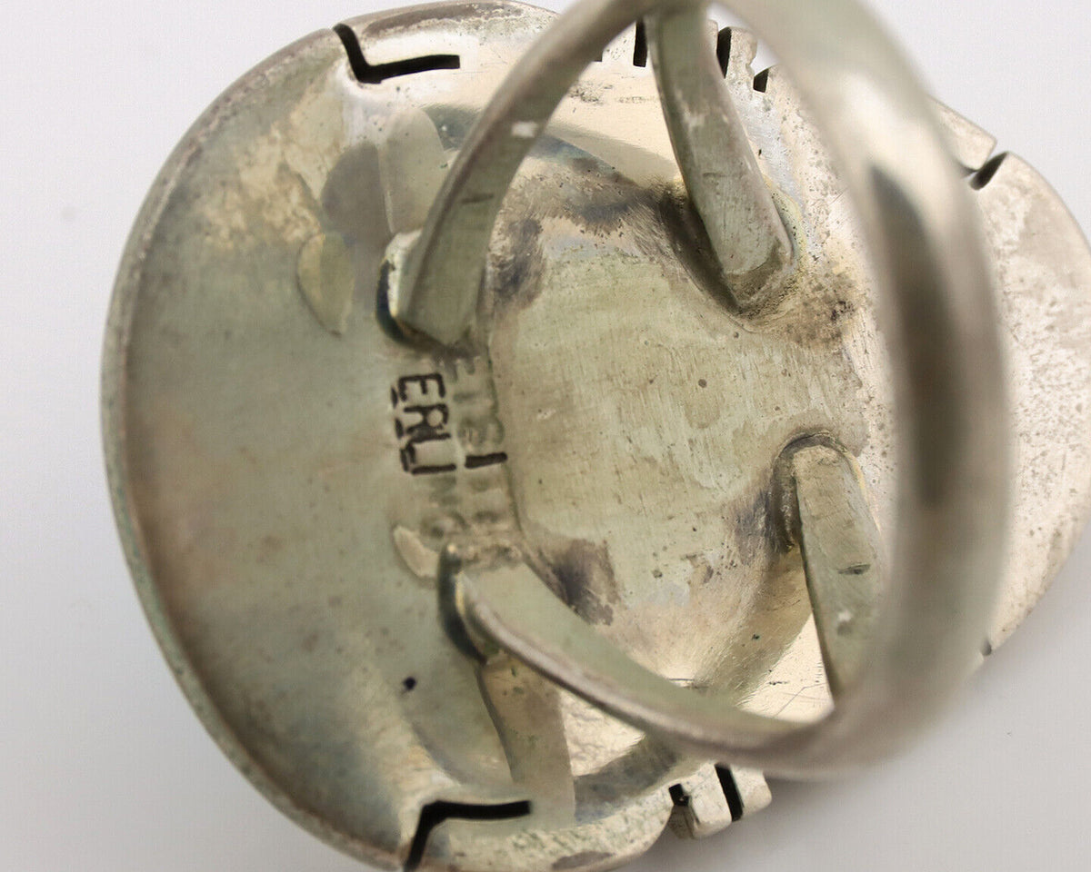 Navajo Ring .925 Silver Sleeping Beauty Turquoise Artist Signed E Etsitty C.80's