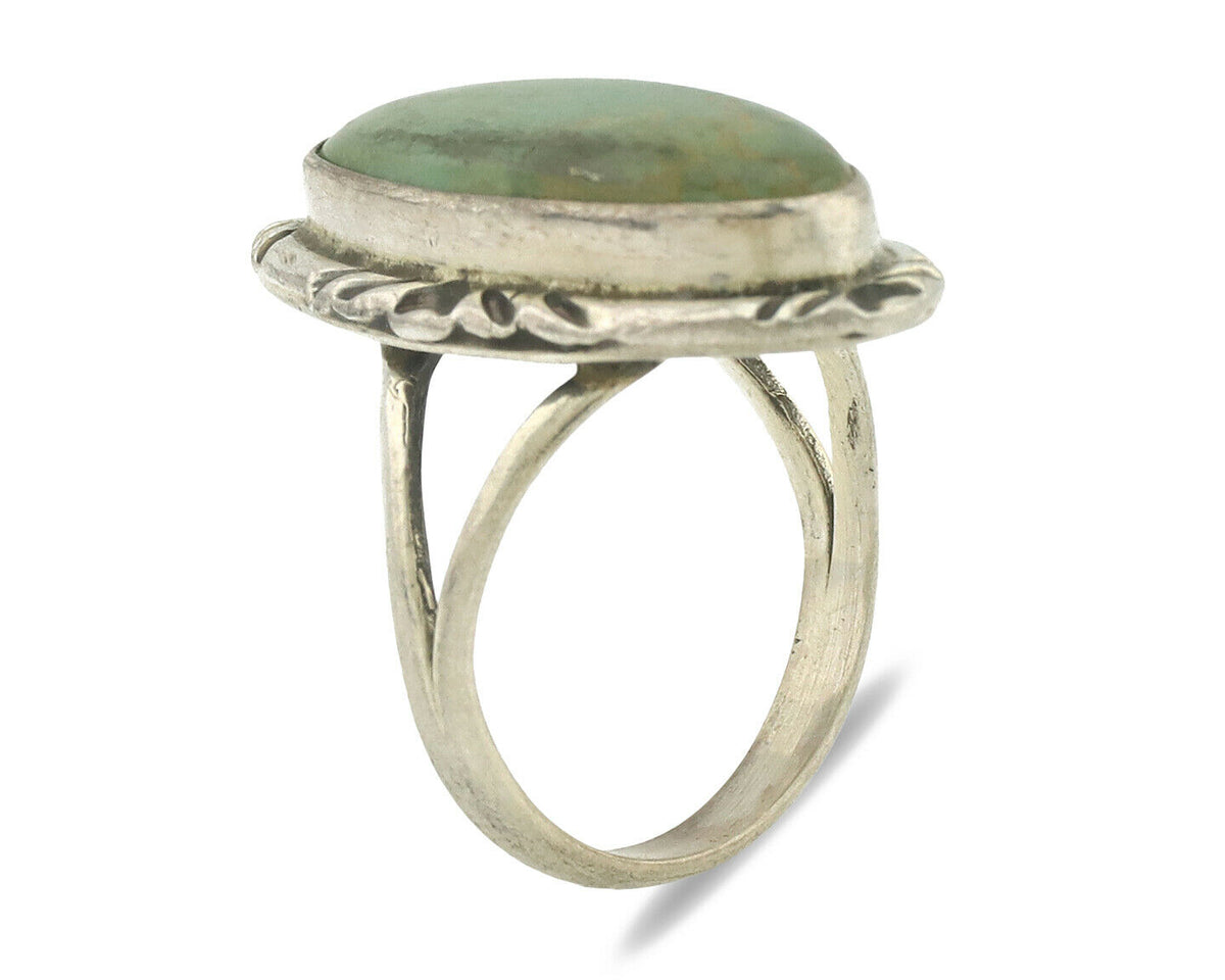 Navajo Ring .925 Silver Natural Turquoise Artist Signed Native American C.80's