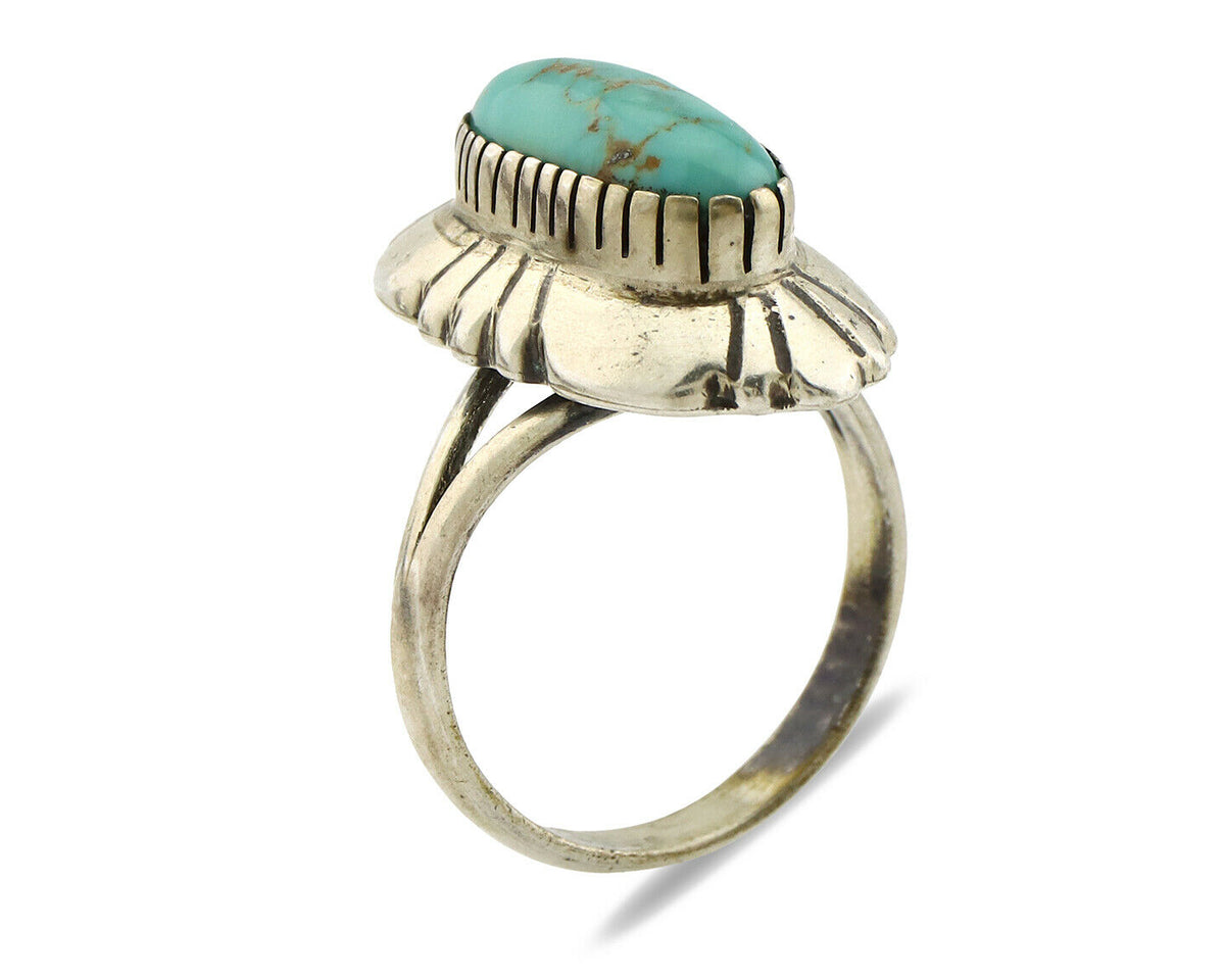Navajo Ring .925 Silver Arizona Turquoise Signed M Montoya C.80's