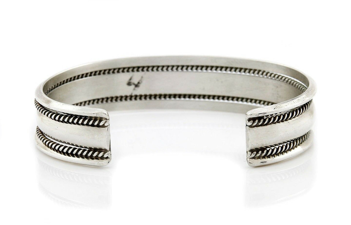 VTG Signed Navajo Indian Artist TAHE .925 Silver Cuff Bracelet