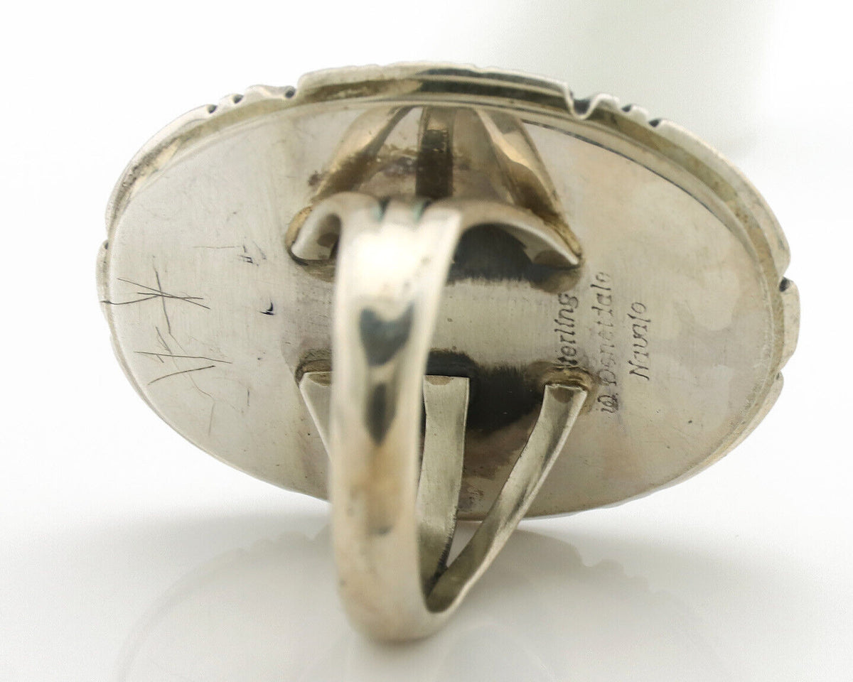 Navajo Ring .925 Silver Natural Turquoise Artist Signed William Denetdale C.80s