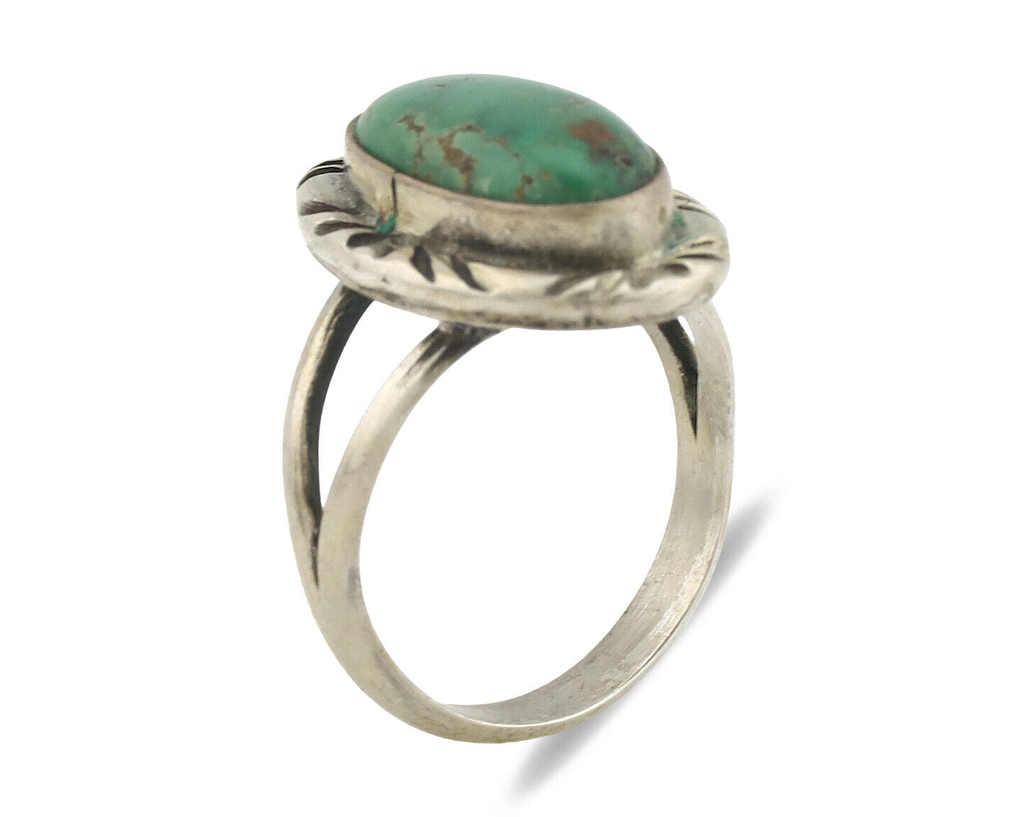 Navajo Ring .925 Silver Kingman Turquoise Native Artist Signed C.80's