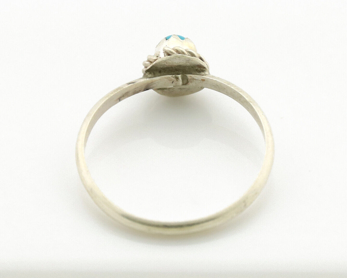 Navajo Ring .925 Silver Blue Turquoise Size 4.5 Native Artist C.1980s