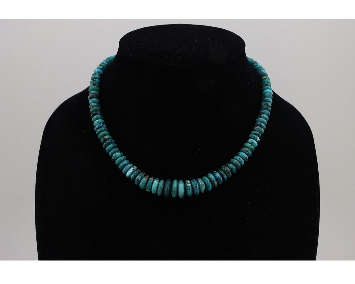 Navajo Necklace 925 Silver Black & Blue Spiderweb Turquoise Native Artist C.80's