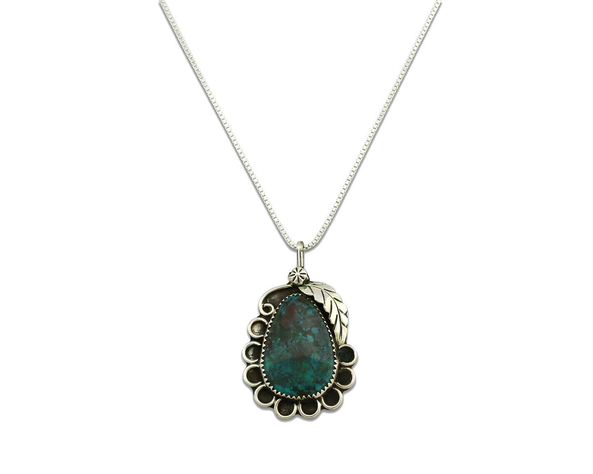 Navajo Necklace .925 Silver Nevada Black Turquoise Signed JR C.1980's
