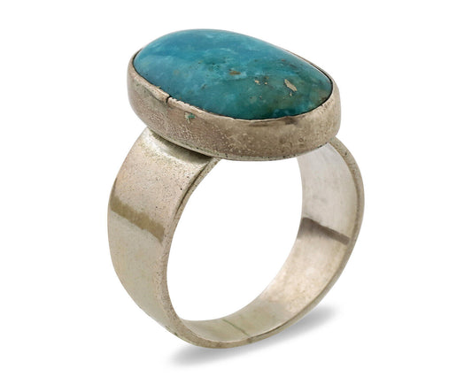 Navajo Ring .925 Silver Blue Turquoise Artist Signed C Montoya C.80's