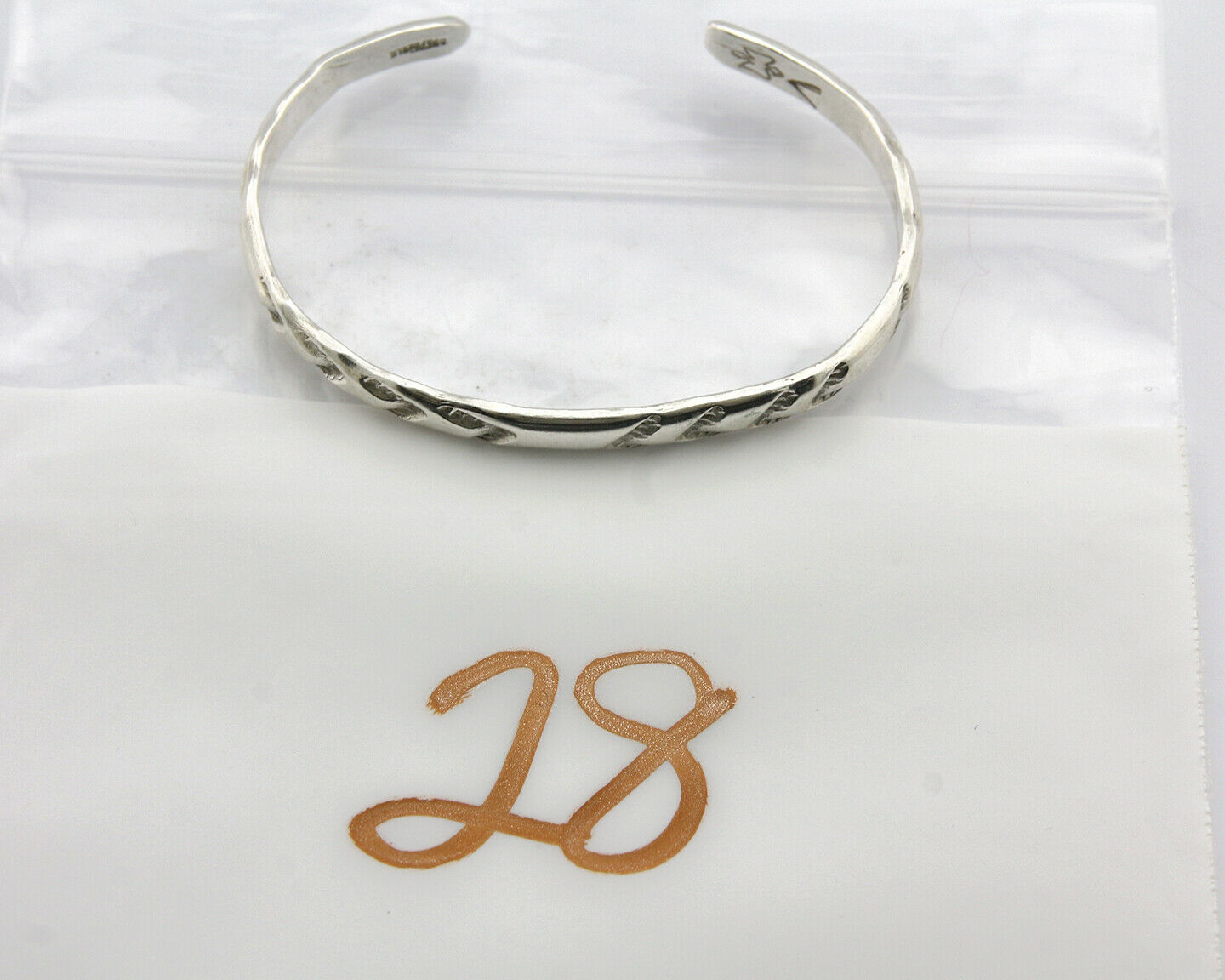 Navajo Bracelet .925 Silver Hand Stamped Arrow Head Artist I Montoya C80s