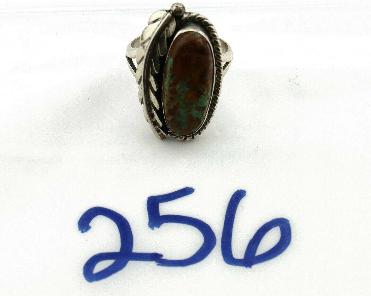 Navajo Ring .925 Silver Turquoise Mountain Signed Artist Apache C.80's