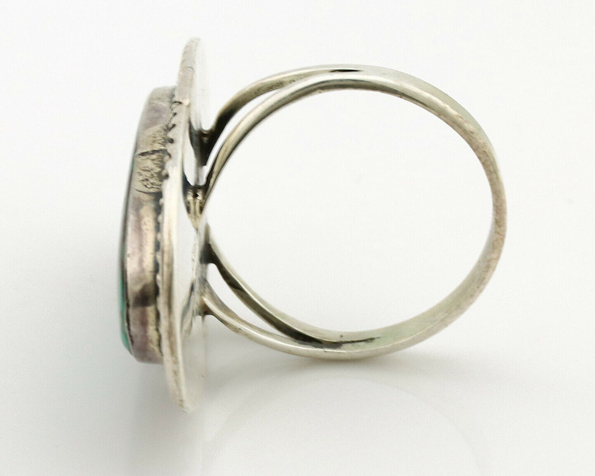 Navajo Ring .925 Silver Kingman Turquoise Native American Artist C.1980's