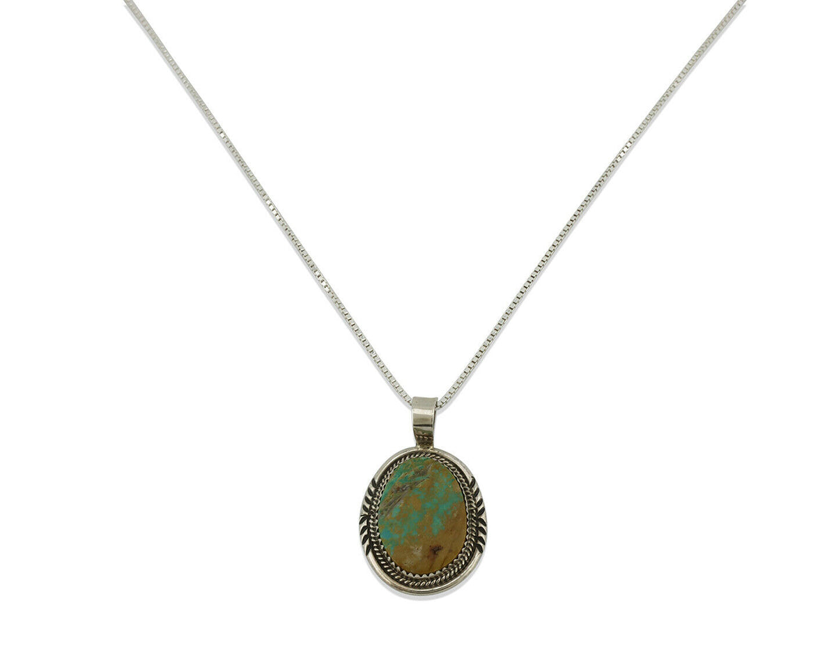 Navajo Pendant .925 Silver Natural Turquoise Artist Signed AB C.80's
