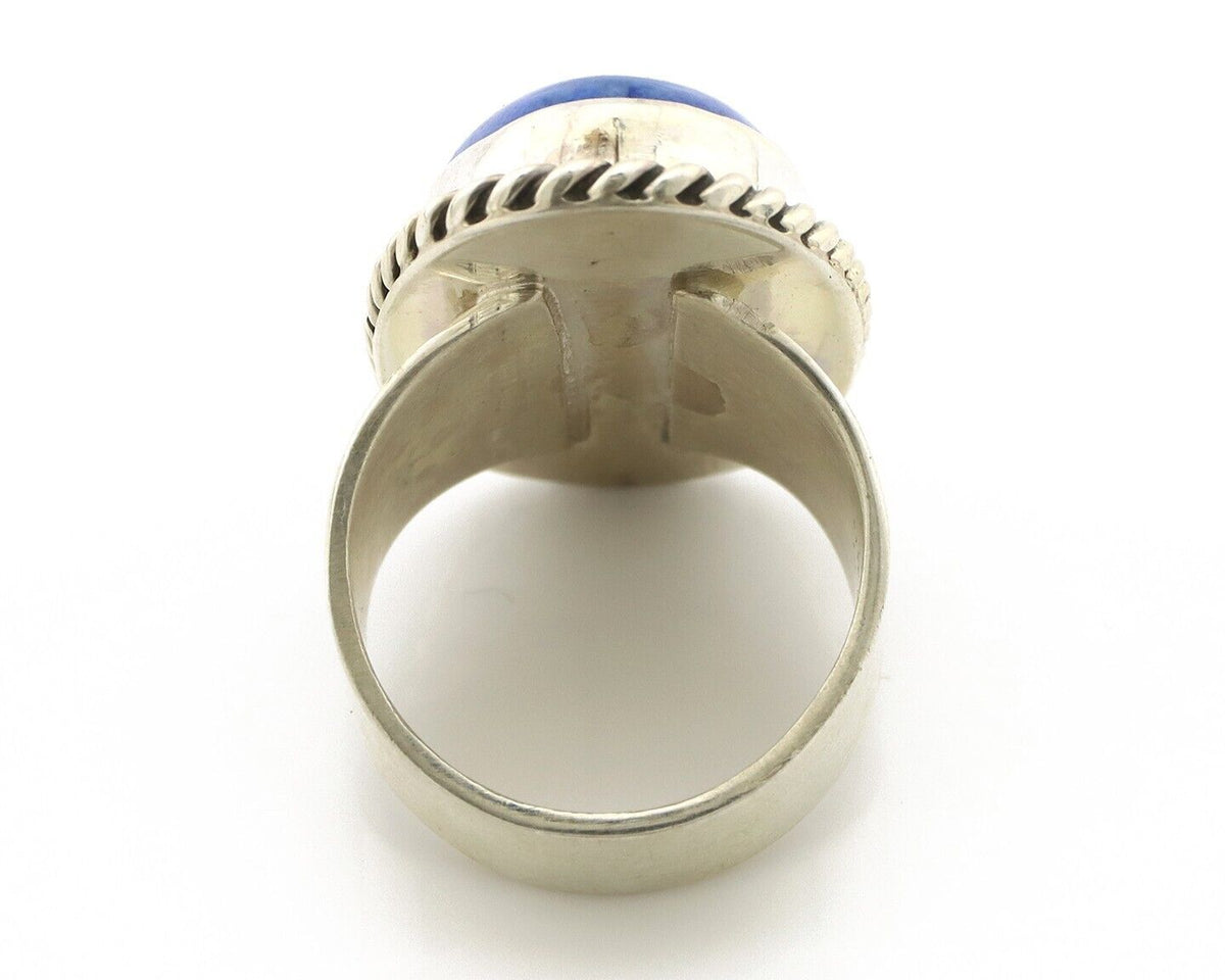 Navajo Ring 925 Silver Natural Lapis Artist Signed Wilbur Musket Jr C.80's