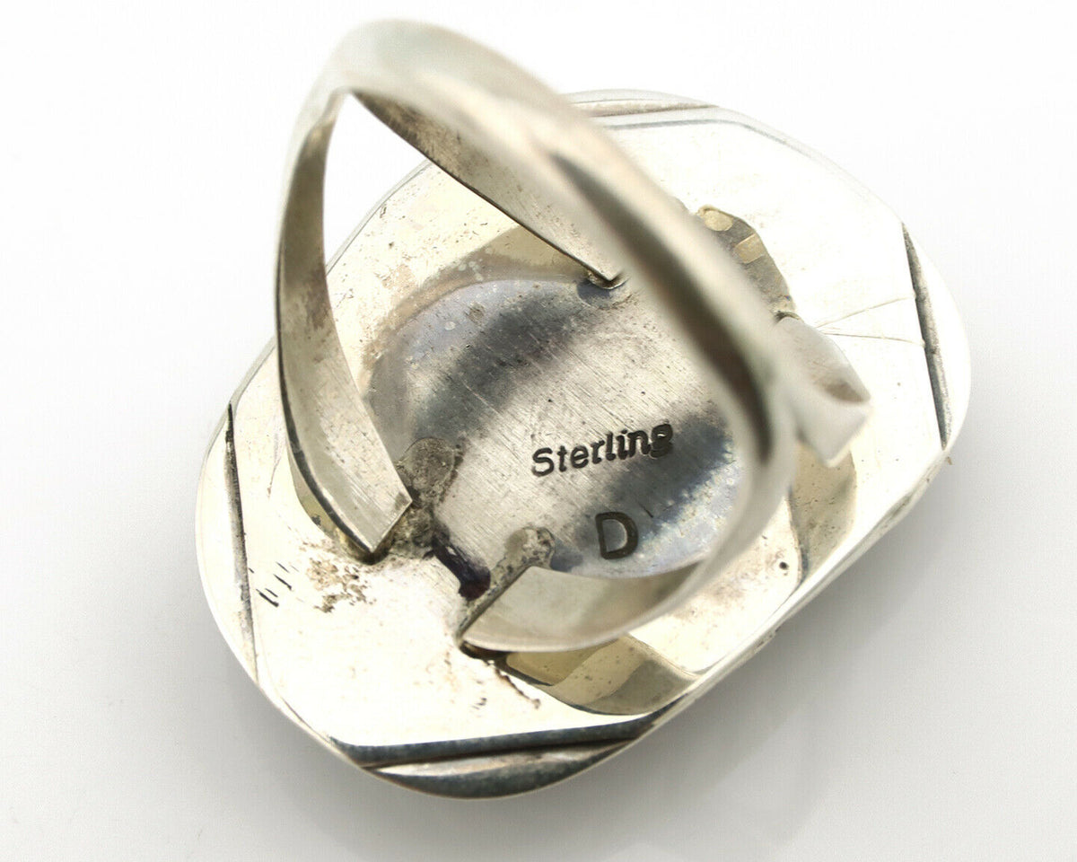Navajo Ring .925 Silver Blue Sleeping Beauty Turquoise Signed D C.80's