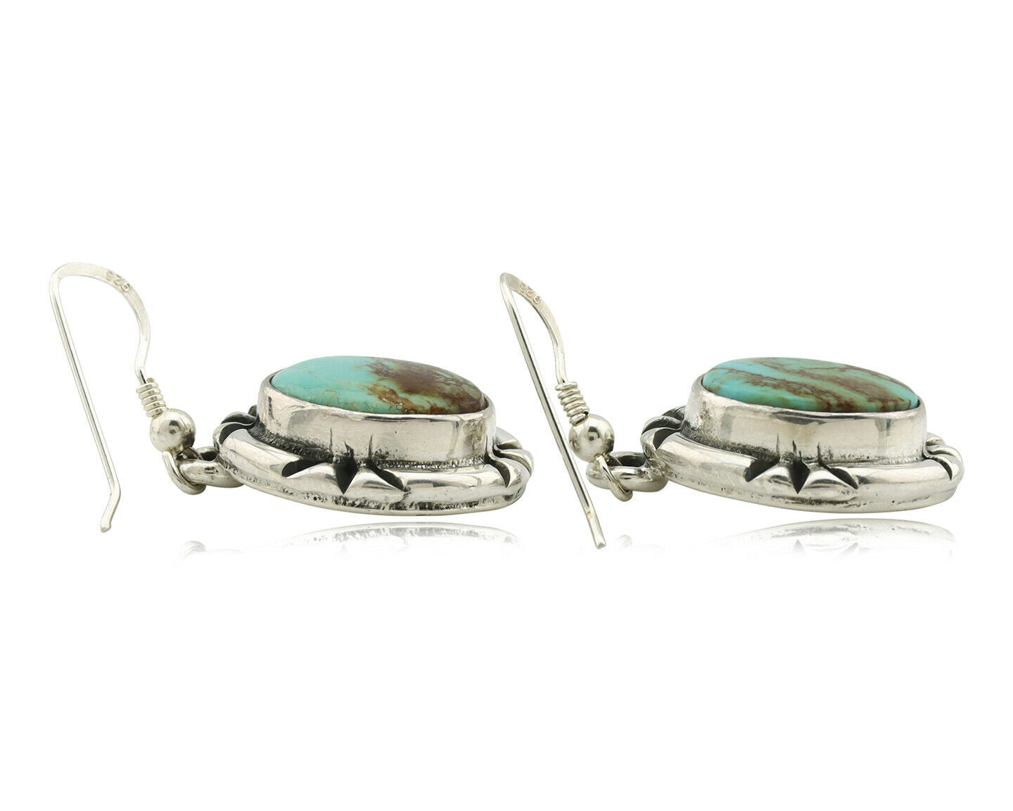 Navajo Earrings .925 Silver Kingman Turquoise Native American Artist C.80's