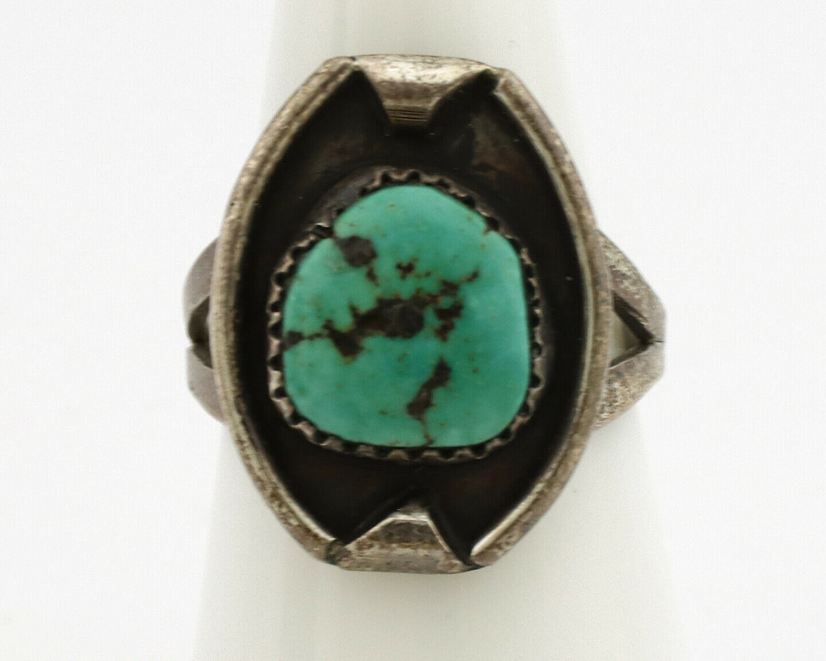 Navajo Ring .925 Silver Kingman Turquoise Native American Artist C.1980's
