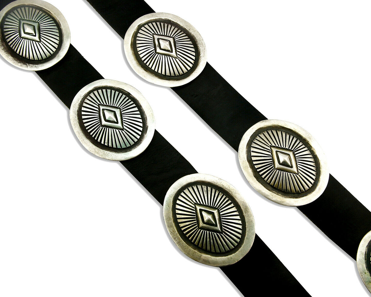 Concho Belt .925 Silver Handmade Signed Artist Calvin Martinez C.80's