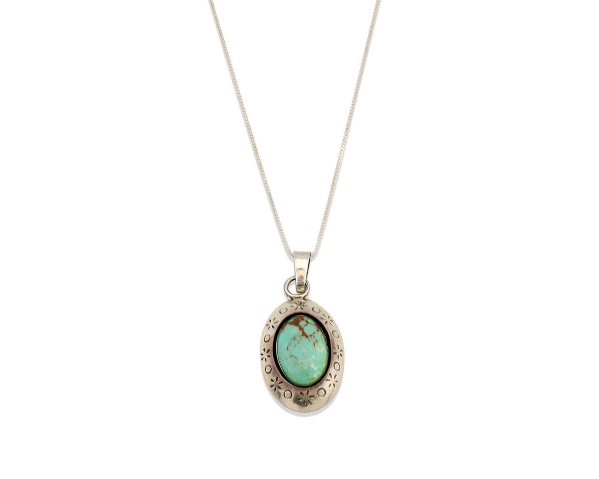 Navajo Necklace .925 Silver Kingman Turquoise Native American C.1980's