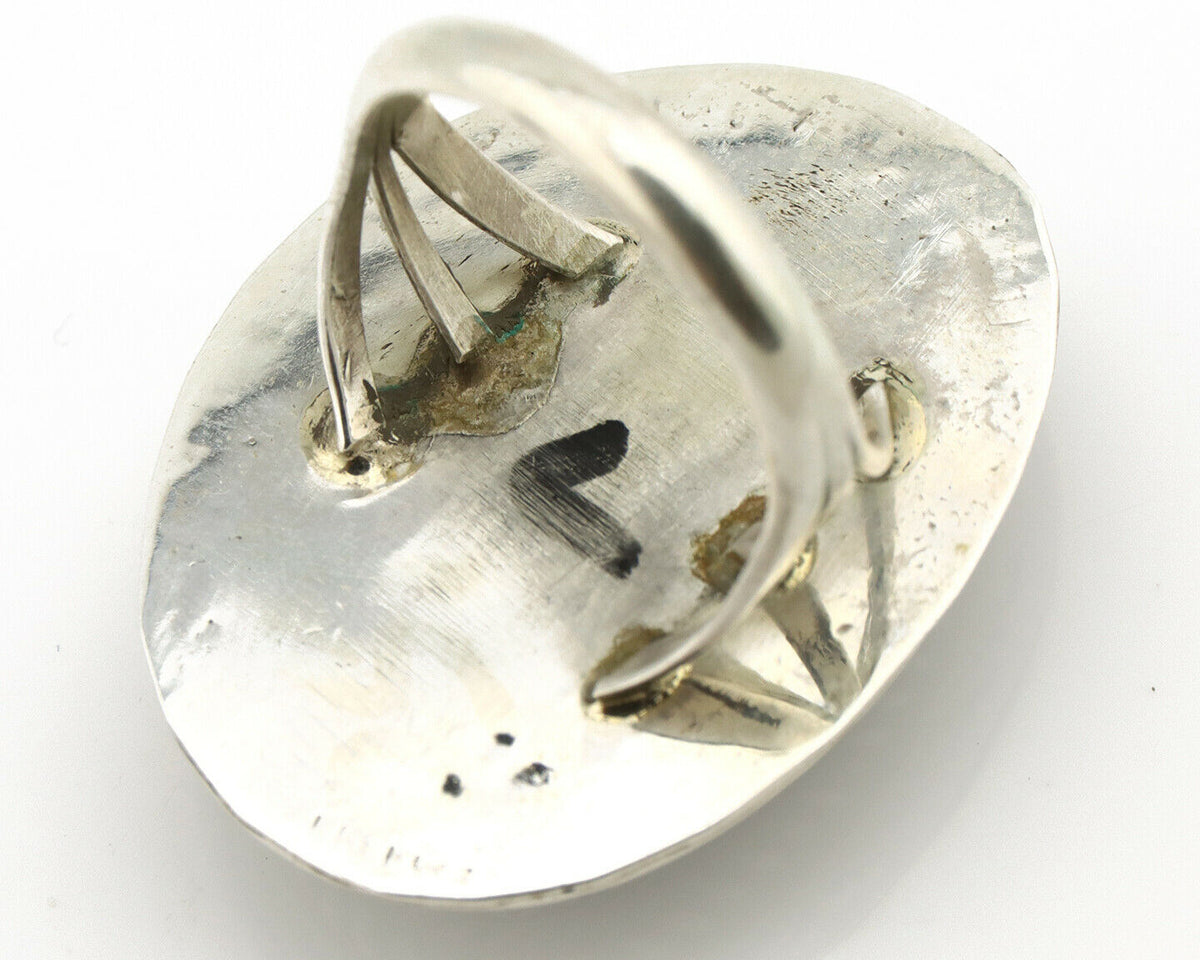 Navajo Ring .925 Silver Blue Spiderweb Turquoise Native American C.80's