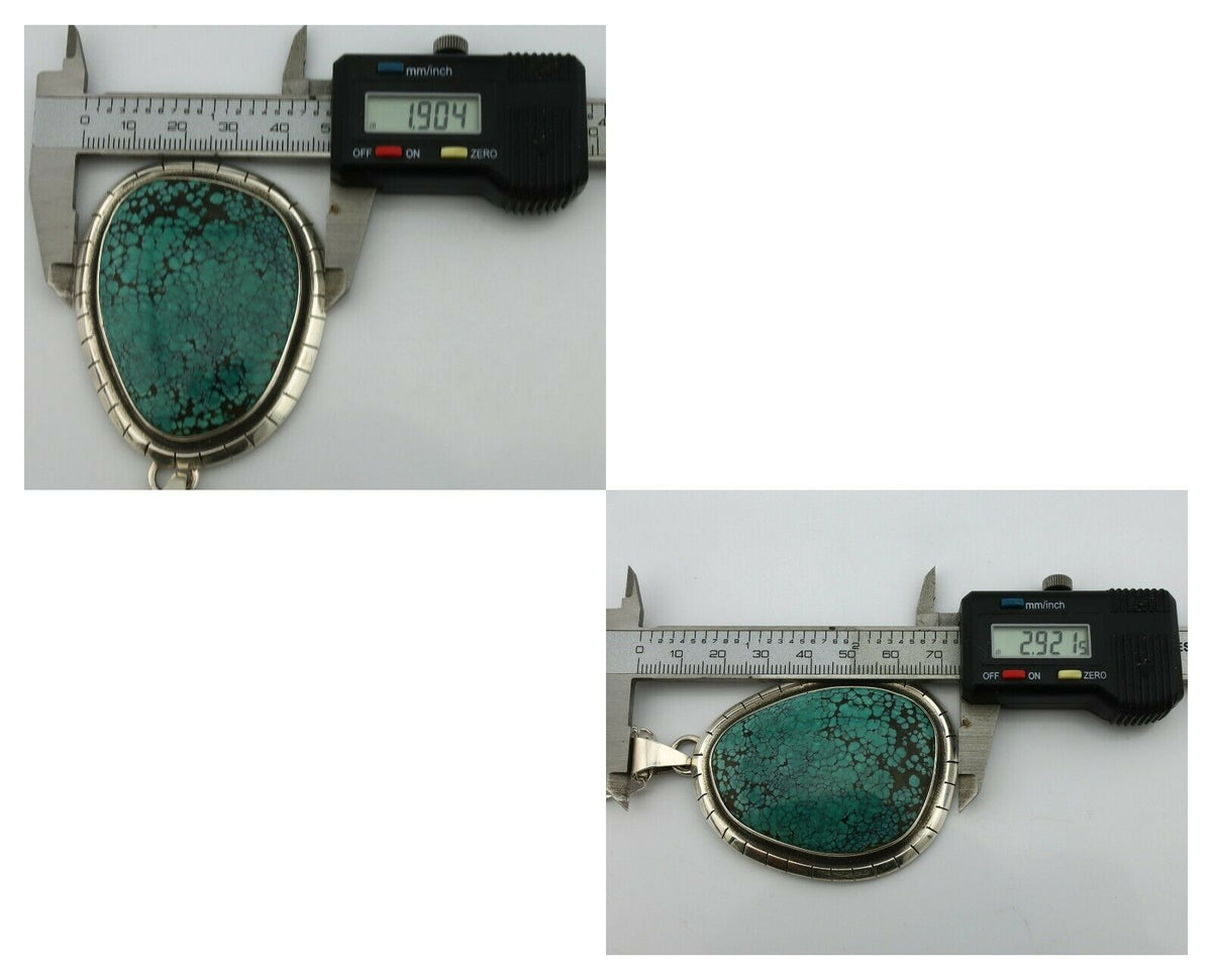 Navajo Pendant .925 Silver Spiderweb Turquoise Native American C.80's
