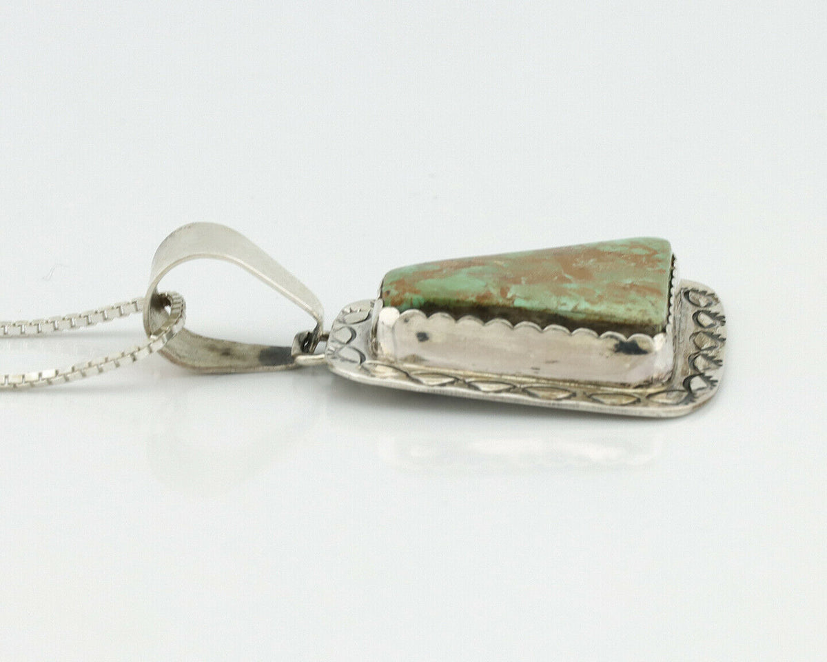 Navajo Pendant .925 Silver Blue Green Turquoise Native Artist C.80's