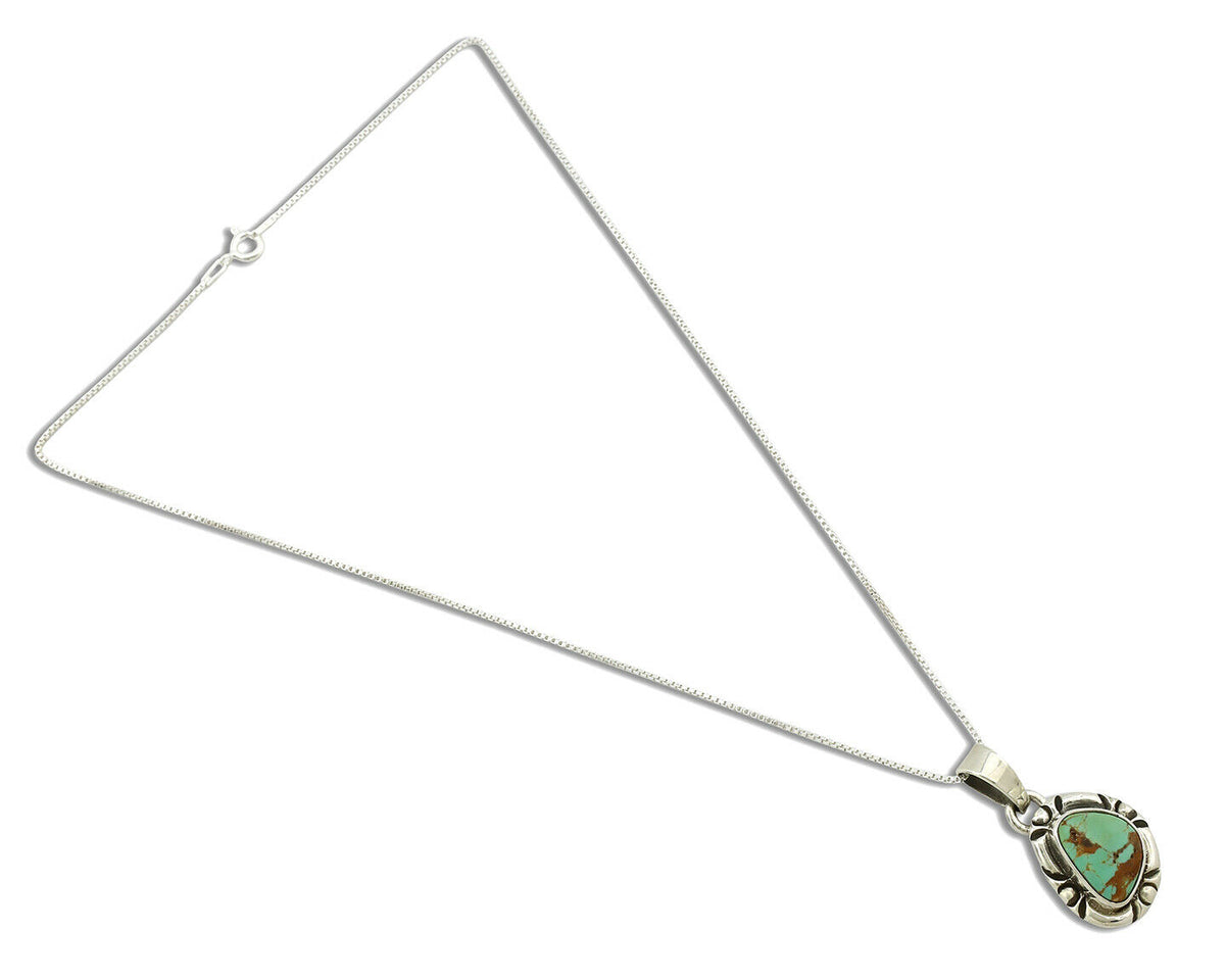 Navajo Necklace .925 Silver Kingman Turquoise Signed Gecko C.1980's