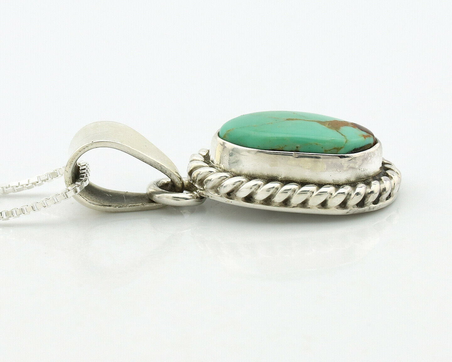 Navajo Necklace .925 Silver Kingman Turquoise Signed Gecko C.1980's